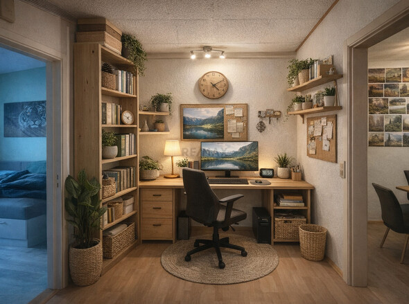 OG Büro Ecke im Flur mit KI entpersonalisiert