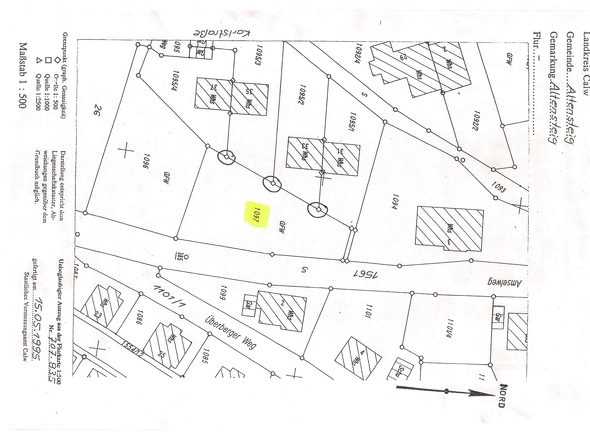 amtlicher Lageplan Amselweg, Flst. 1097, Altensteig