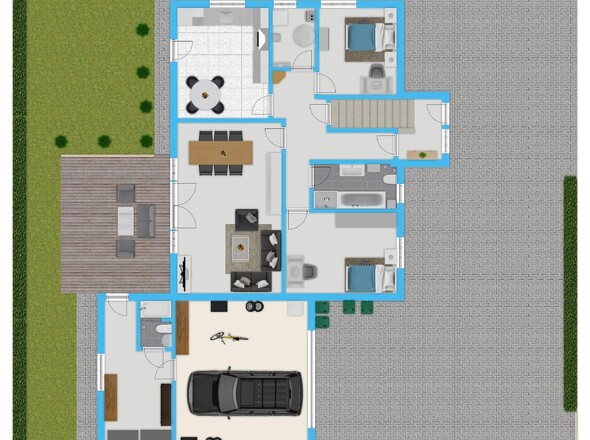Grundriss mit Außenanlagen
