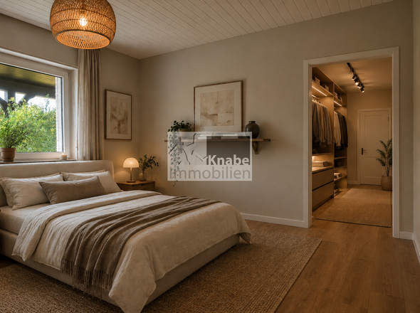 beispielhafte Einrichtung: Schlafzimmer mit Ankleide EG