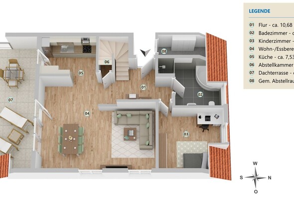 Untere Ebene - 3D Grundriss