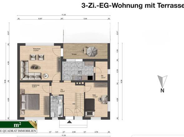 Grundriss EG bemaßt