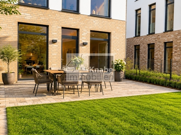 Eigenes Gartenstück mit Terrasse (Möbel KI generiert)