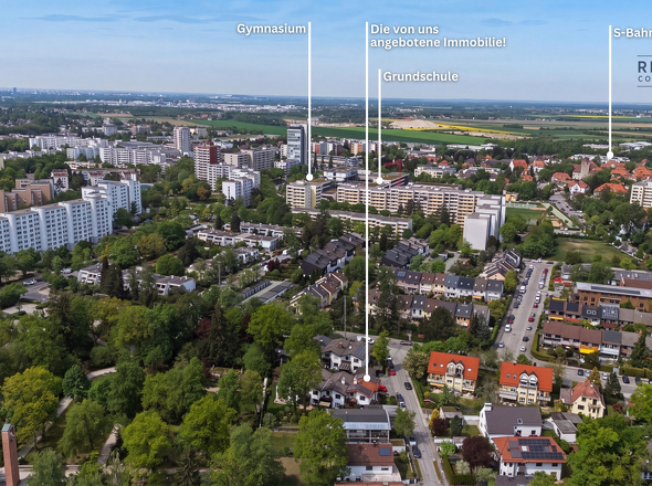 Luftaufnahme mit Markierung