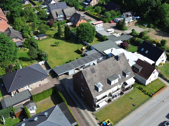 Ansicht von oben mit Garten