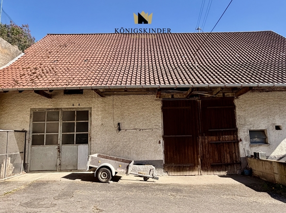 Gegenüberliegender Stall mit Garage
