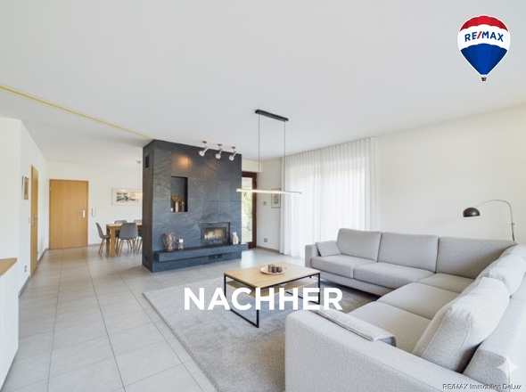 RE/MAX Immobilien DeLux Wohn-Geschäftshaus Merzig Wohnzimmer nachher