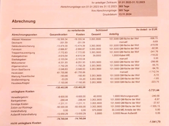 Abrechnung 2023