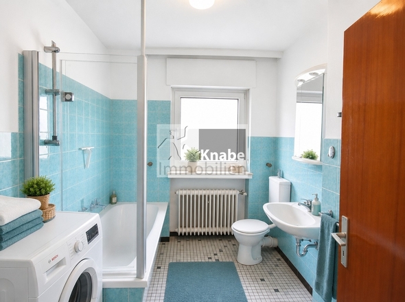 Badezimmer mit Waschmaschinen Stellplatz (Einrichtung Beispielbild)