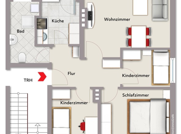 II.OG rechts, 4 ZKBB ca. 75 m² Wfl.