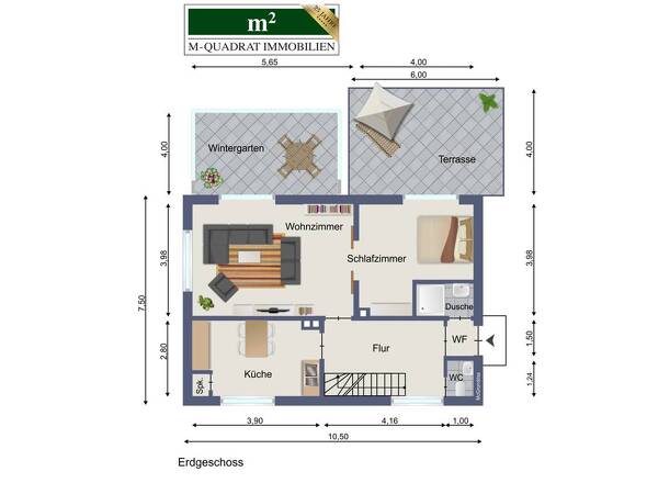 Grundriss Erdgeschoss optimiert u. bemaßt