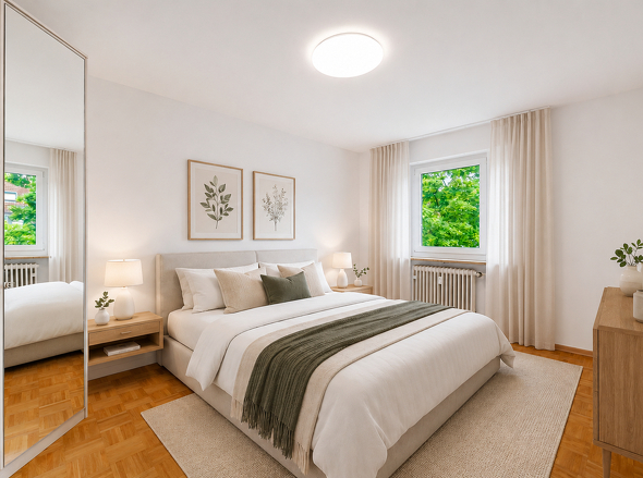 Schlafzimmer - virtuelles Staging (KI)