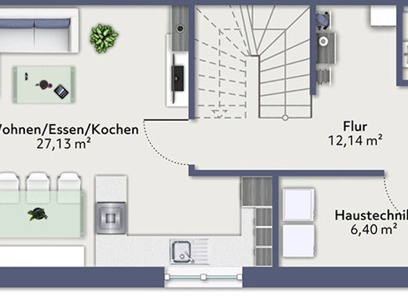 Grundriss EG - Haus E (Reihenendhaus)