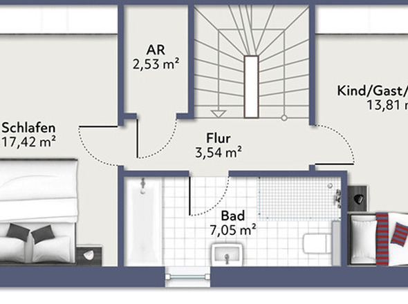 Grundriss OG - Haus E (Reihenendhaus)