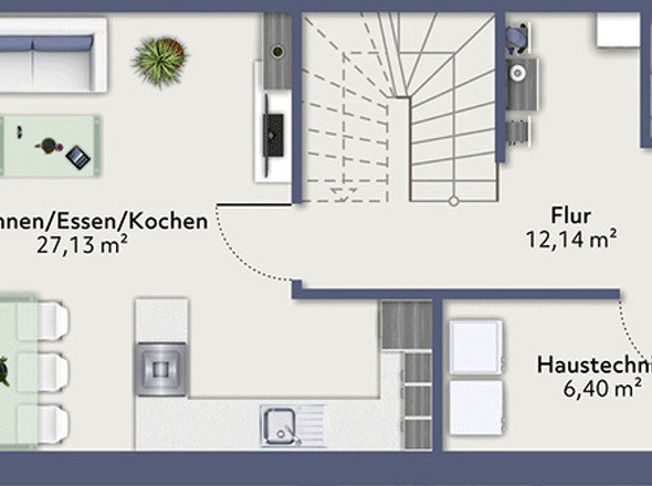 Grundriss EG - Haus D (Reihenmittelhaus)