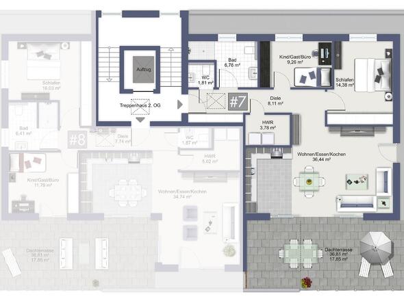 Grundriss 2. OG: Whg #7