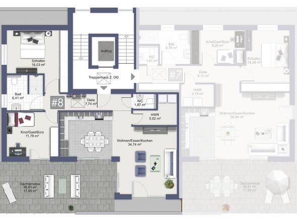 Grundriss 2. OG: Whg #8