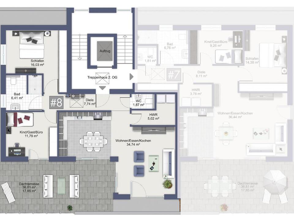 Grundriss 2. OG: Whg #8