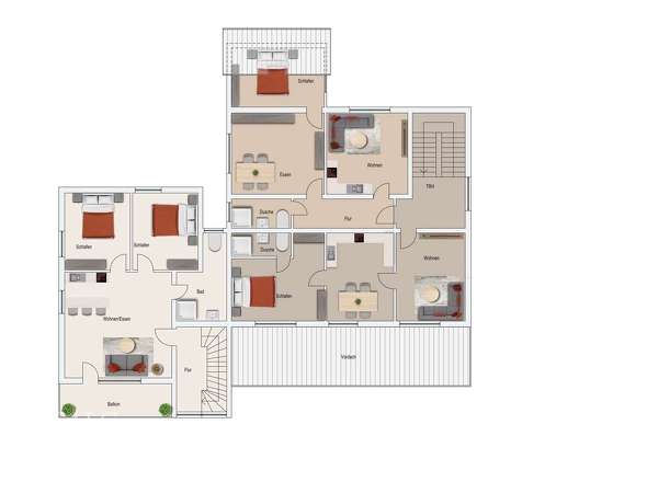 Grundriss Wohnung Nr. 4, Nr.5 und Nr.6 OG