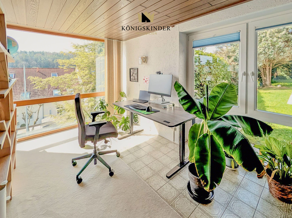 Arbeits,- / Gäste,- / Saunabereich mit Zugang auf die große Terrasse und in den Garten