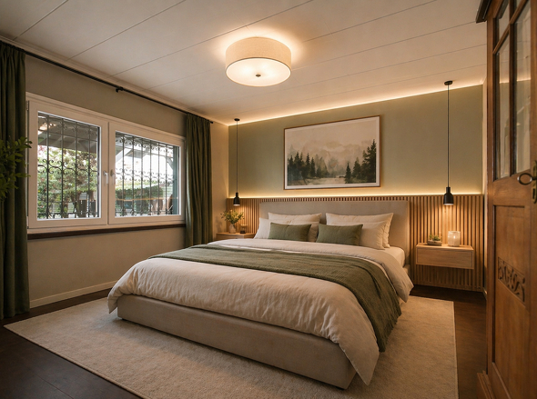 KI erstelltes Einrichtungsbeispiel Schlafzimmer