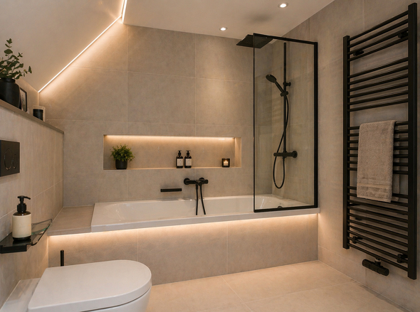 KI erstelltes Einrichtungsbeispiel Badezimmer