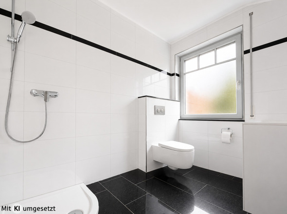 Gäste-WC mit zusätzlicher Dusche (mit KI bearbeitet)