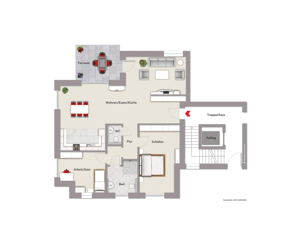 3 ZKB, Terrasse, Garten ca. 109 m² Wfl.