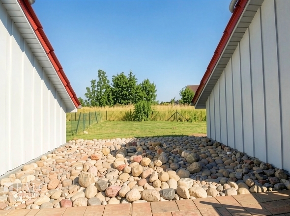 Ruhebereich Sauna zwischen den Häusern