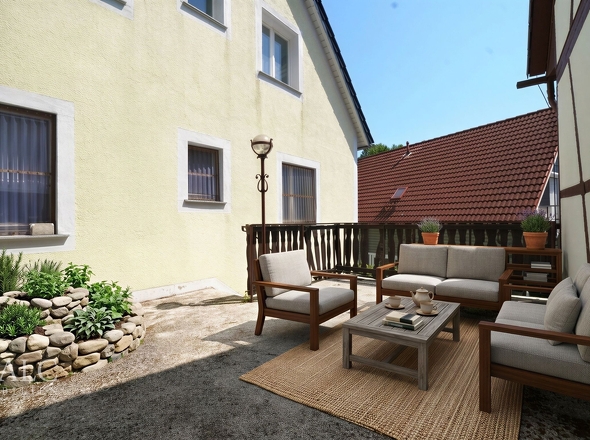 Terrasse vor dem Eingang