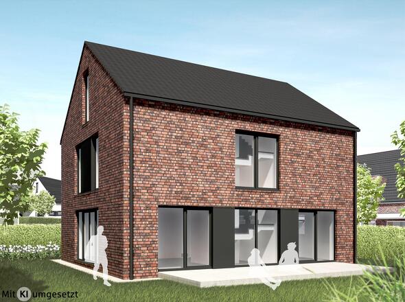Ansicht mit Klinkerfassade - KI-generiert