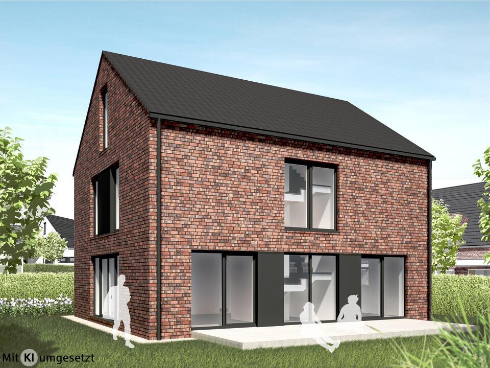 Ansicht mit Klinkerfassade - KI-generiert