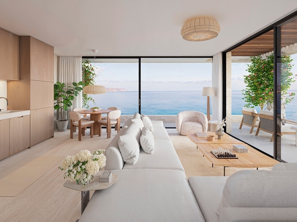 Wohnzimmer mit Meerblick