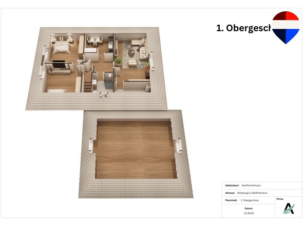 3D Grundriss 1. Obergeschoss