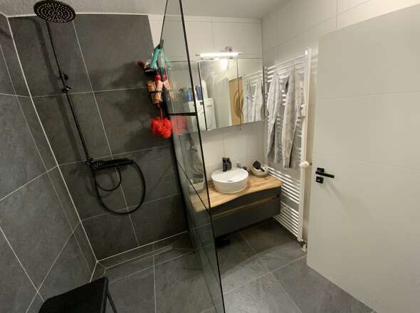 Duschbad mit Designer-Waschbecken