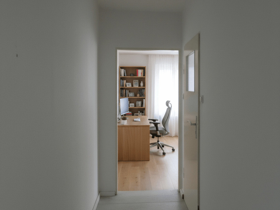 Flur mit Blick ins Büro