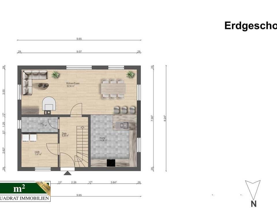 EG-Grundriss bemaßt u. optimiert