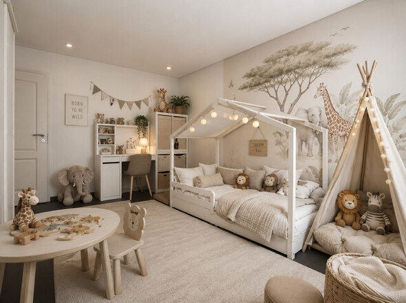 Zimmer 2 Visualisierung, so kann es als Kinderzimmer aussehen