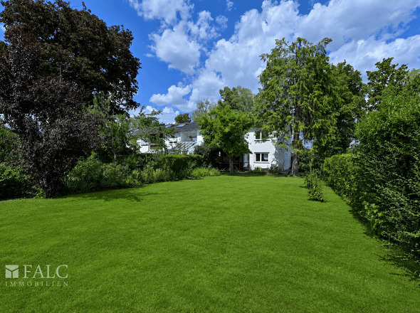Garten mit Gebäude KI-generiert