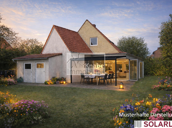 Visualisierungsbeispiel mit Solarlux-Terrassendach