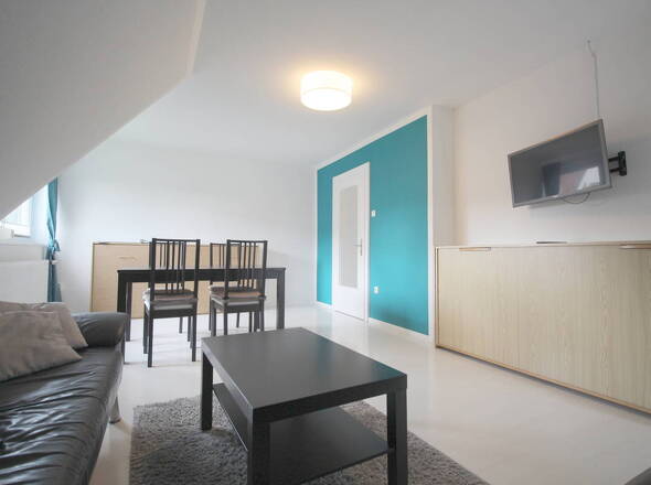 Wohnzimmer DG-Wohnung mit Türblick