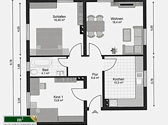 Grundriss 3-Zi.-Wohnung