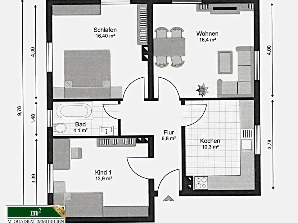 Grundriss 3-Zi.-Wohnung