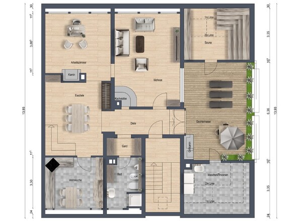 Grundriss untere Etage
