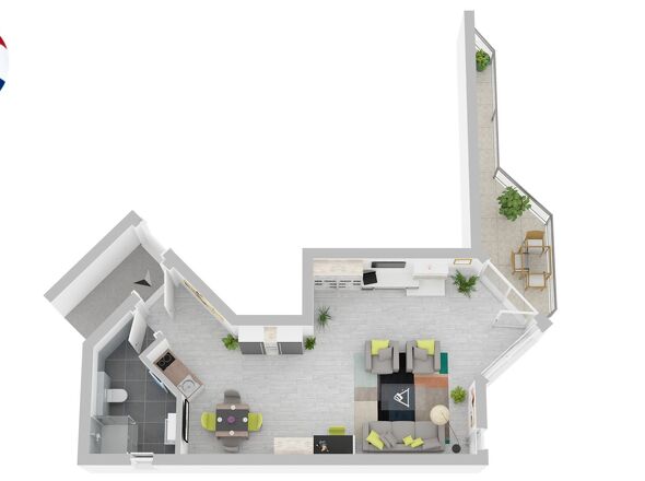 Grundriss vom 1-Zi.-Appartement