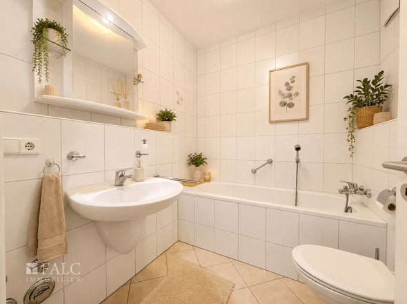 Badezimmer mit Badewanne KI Home Staging