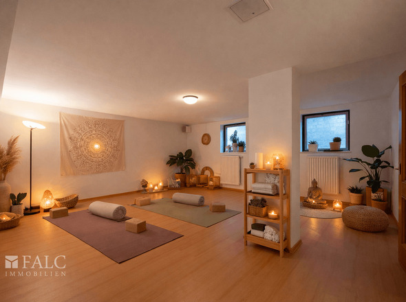 Einrichtungsbeispiel UG Zimmer Yogastudio - Ki generiert