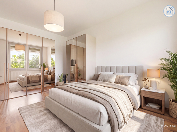 Schlafzimmer - mit KI gestaged