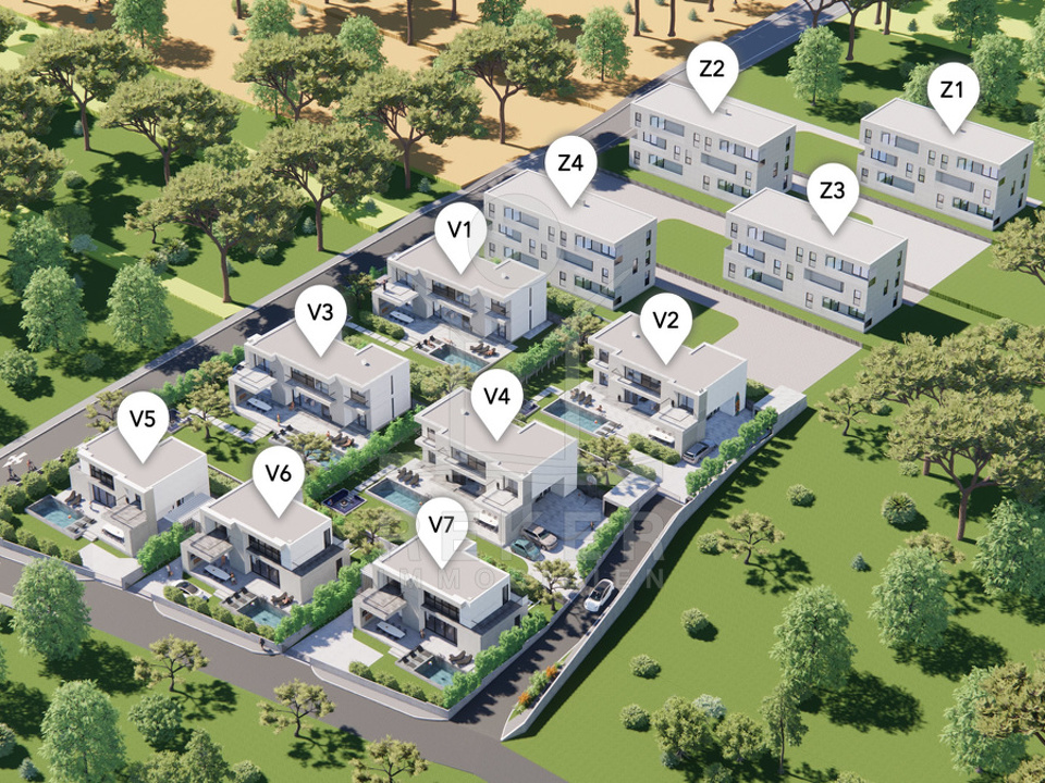 Vier Apartementhäuser werden hier gebaut