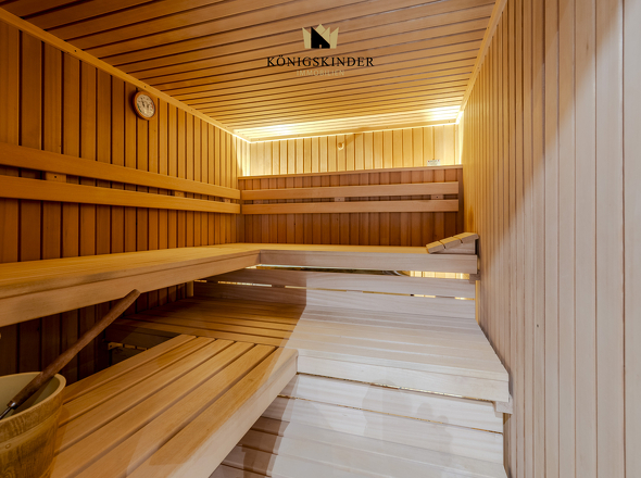 Private Sauna im Untergeschoss – wohltuende Entspannung in den eigenen vier Wänden.